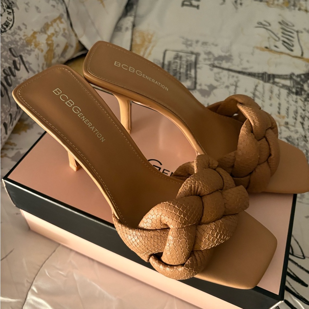 BCBGeneration Camel Braided Heels